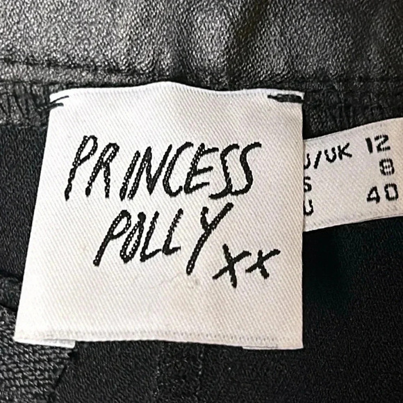 Princess Polly faux leather pants,women size 8, black,zipper,stretchy,party,goth - Picture 6 of 15